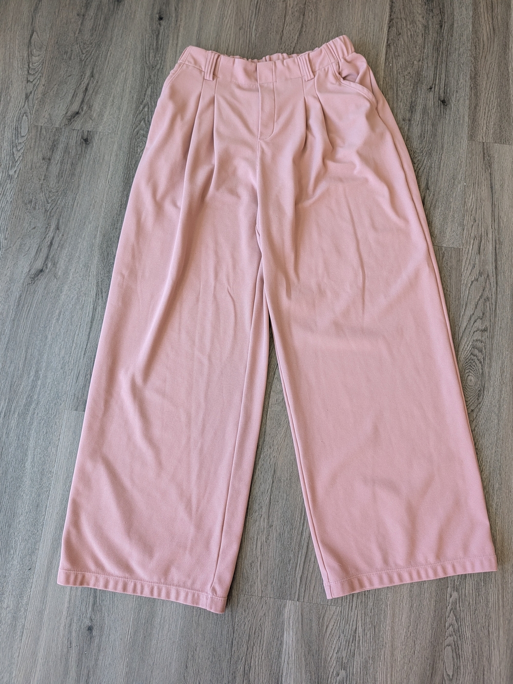 HALARA Pink Micro Waffle Knit Wide-Leg Trouser Pants Super Stretchy Comfortable
